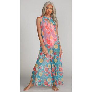 Ombare Karpo Swim Cover Up Jumpsuit Romper Sheer Resort Halter S/M NWT 7045